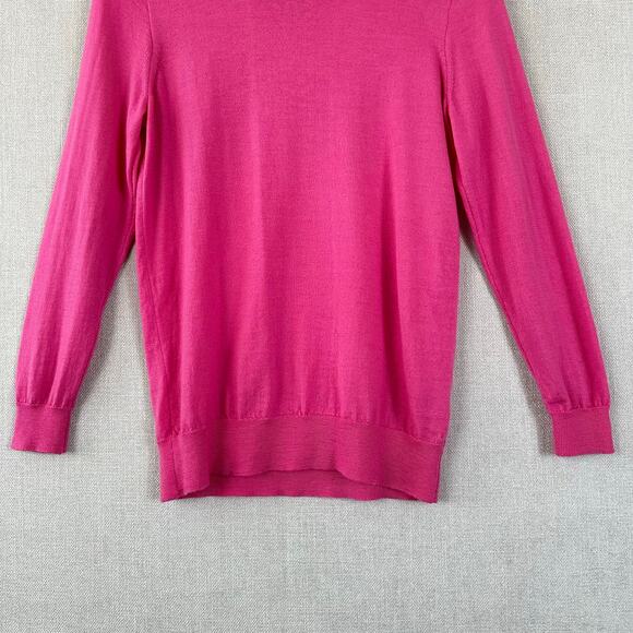 J. Crew Merino Wool Hot Pink Pullover Sweater Top Long Sleeve Size XS - Picture 4 of 7